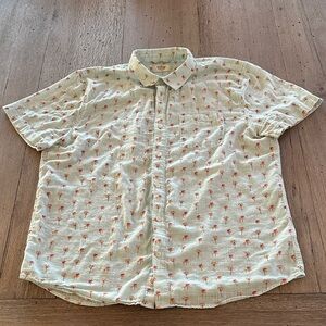 Marine Layer Men’s Aqua Palm Button Down Short Sleeve Shirt